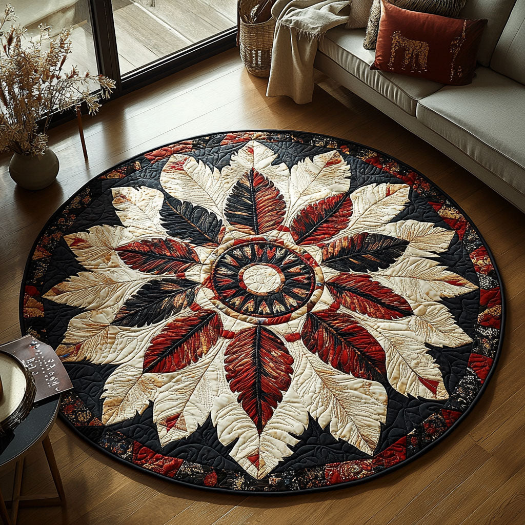 Circle of Life Quilted Round Mat Round Small Rugs Native American Made Gift