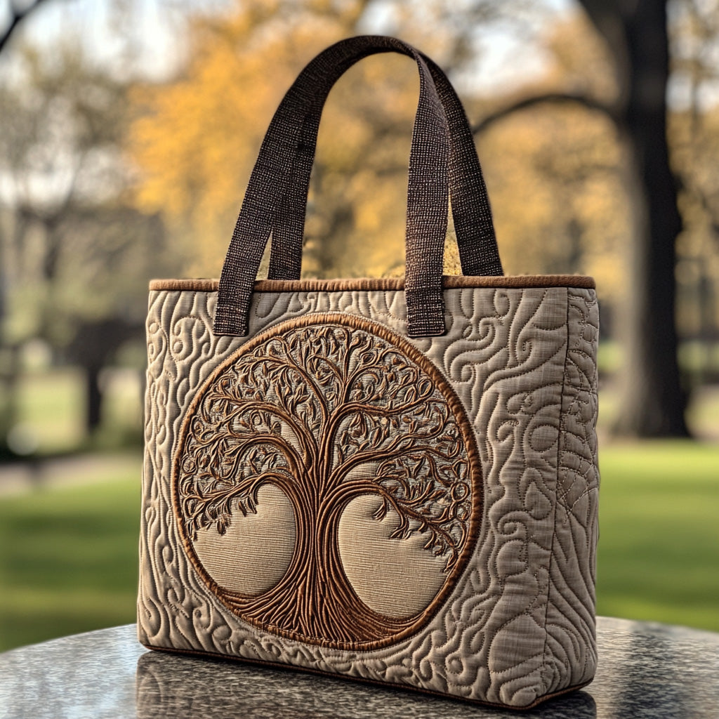 Circle of Roots Quilted Tote Bag Best Everyday Tote Bag Tree Of Life Themed Gifts