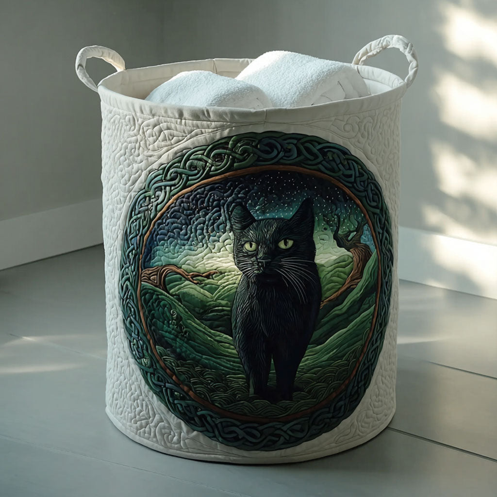 Circle of Shadows Quilted Laundry Basket Rustic Laundry Basket Cat Presents For Him Herr
