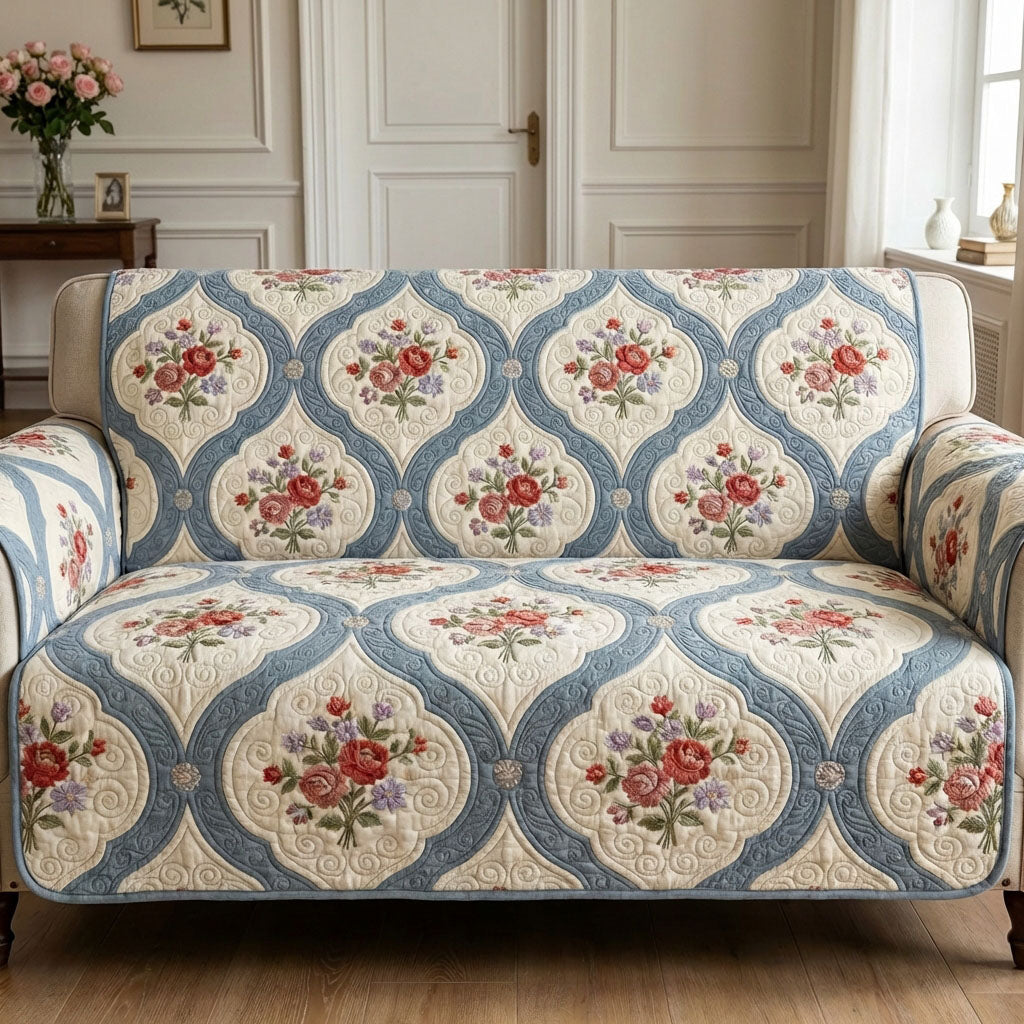 Classic Bloom Quilted Sofa Cover Sectional Couch Covers Gifts For Flower Enthusiasts
