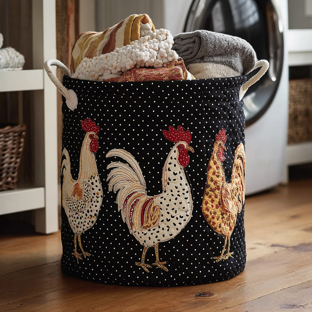 Classic Chicken Quilted Laundry Basket Storage Basket Gifts For People Who Own Chickens