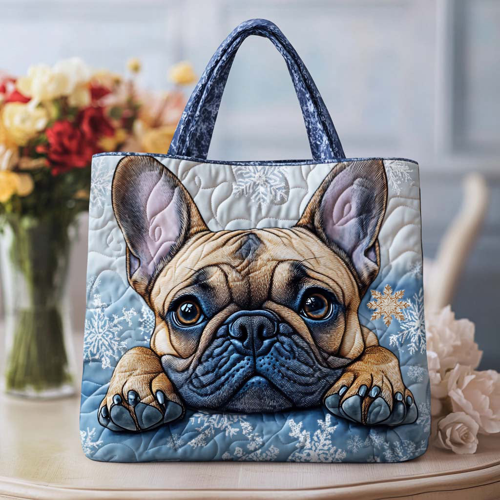 Classic Frenchie Quilted Tote Bag Work Tote Perfect Xmas Gift For Wife