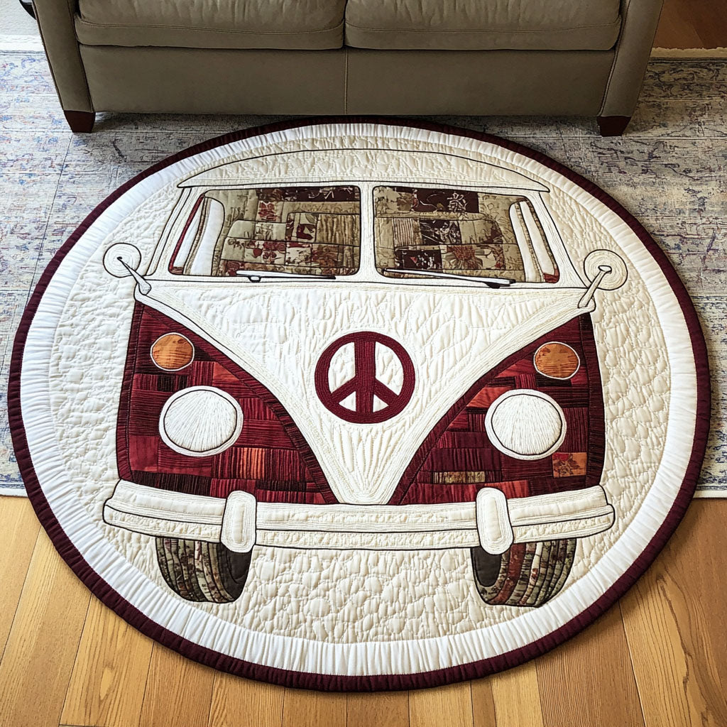 Classic Maroon Camper Quilted Round Mat Rug Round Mother's Day Gifts From Son