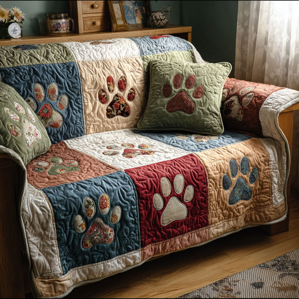 Classic Paw Quilted Sofa Cover Home Decorattions Presents For People With Dogs