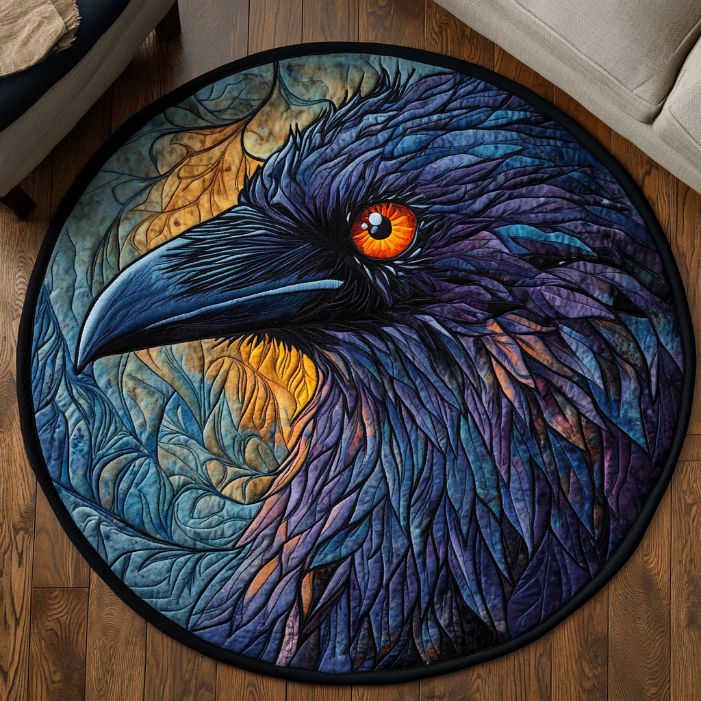Clever Crow Quilted Round Mat Round Rugs Large Great Father's Day Gifts