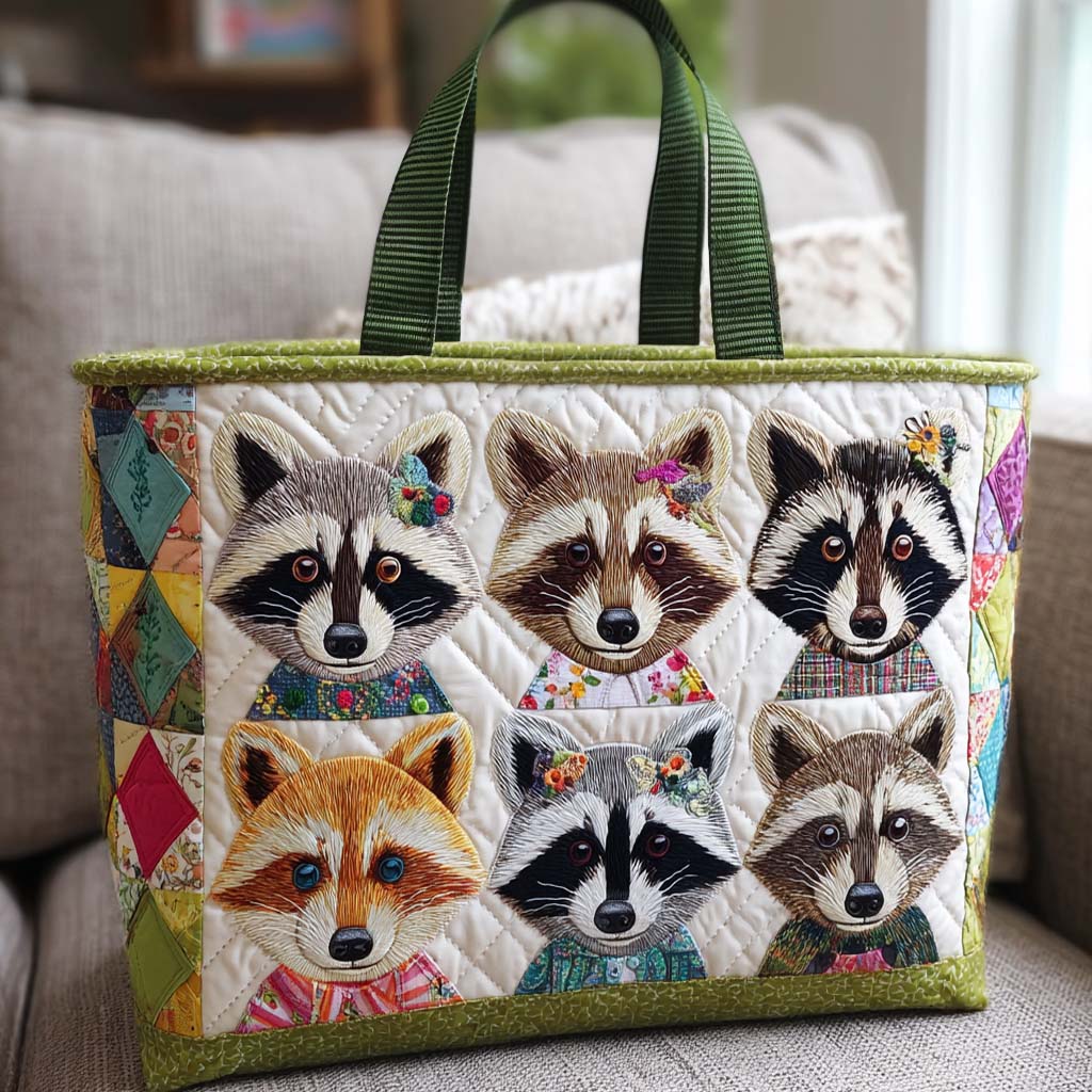 Clever Raccoon Quilted Tote Bag Handbags Mothers Day Suggestions