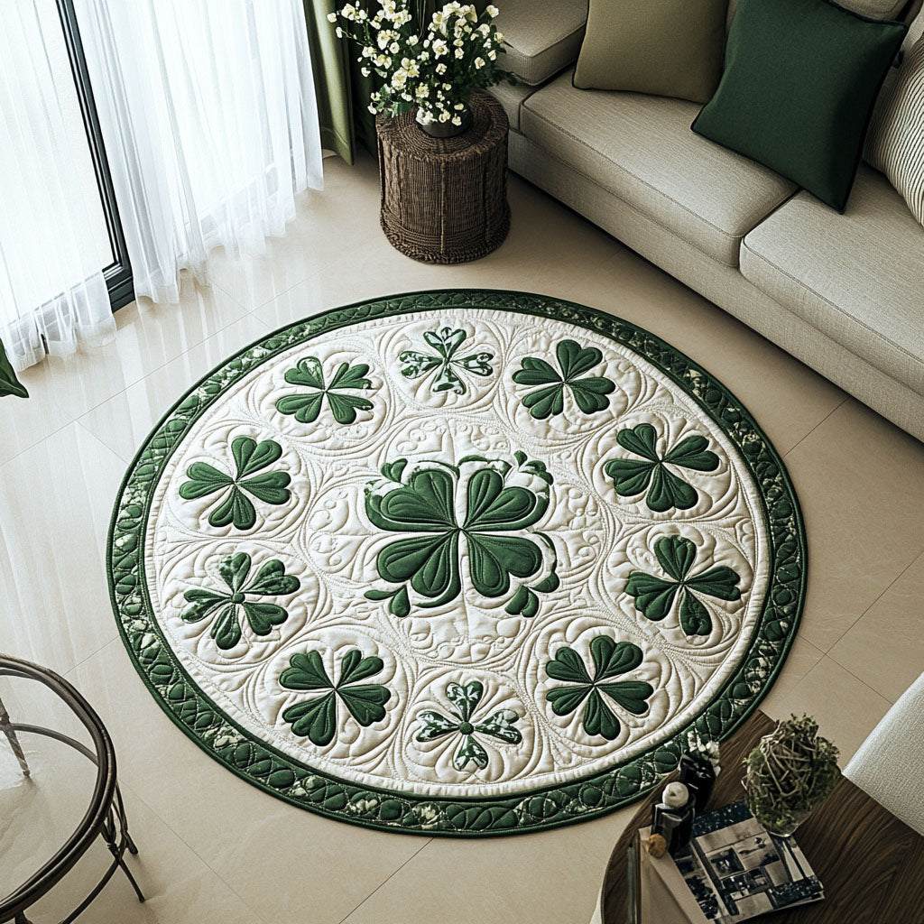 Clover Cascade Quilted Round Mat Circle Mat St Patricks Day Presents