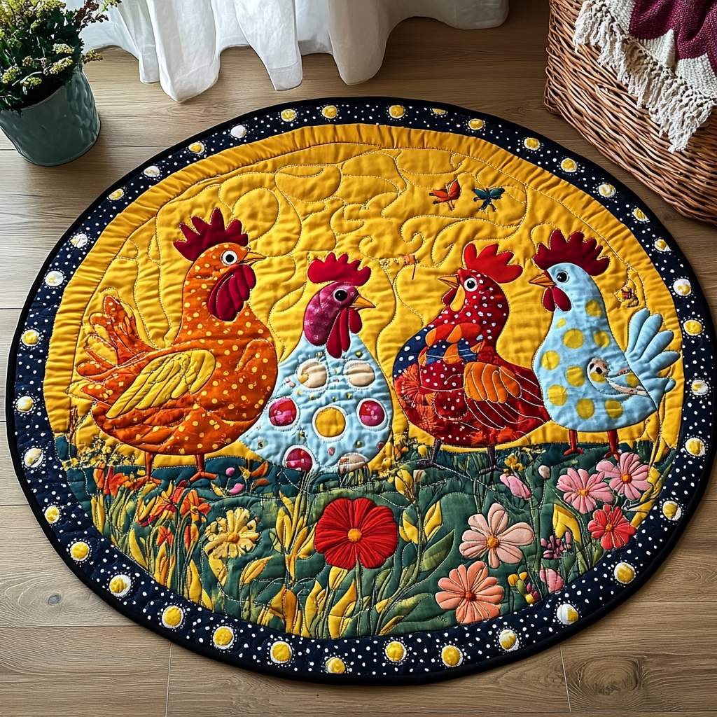 Cluck Delight Quilted Round Mat Home Decor Items Gifts For Chicken Wing Lovers