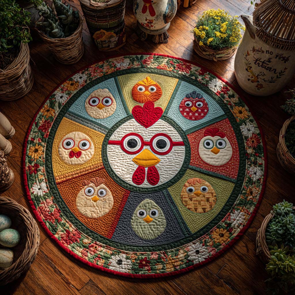 Cluckberry Pie Quilted Round Mat Round Matts Gift Ideas For Chicken Lovers