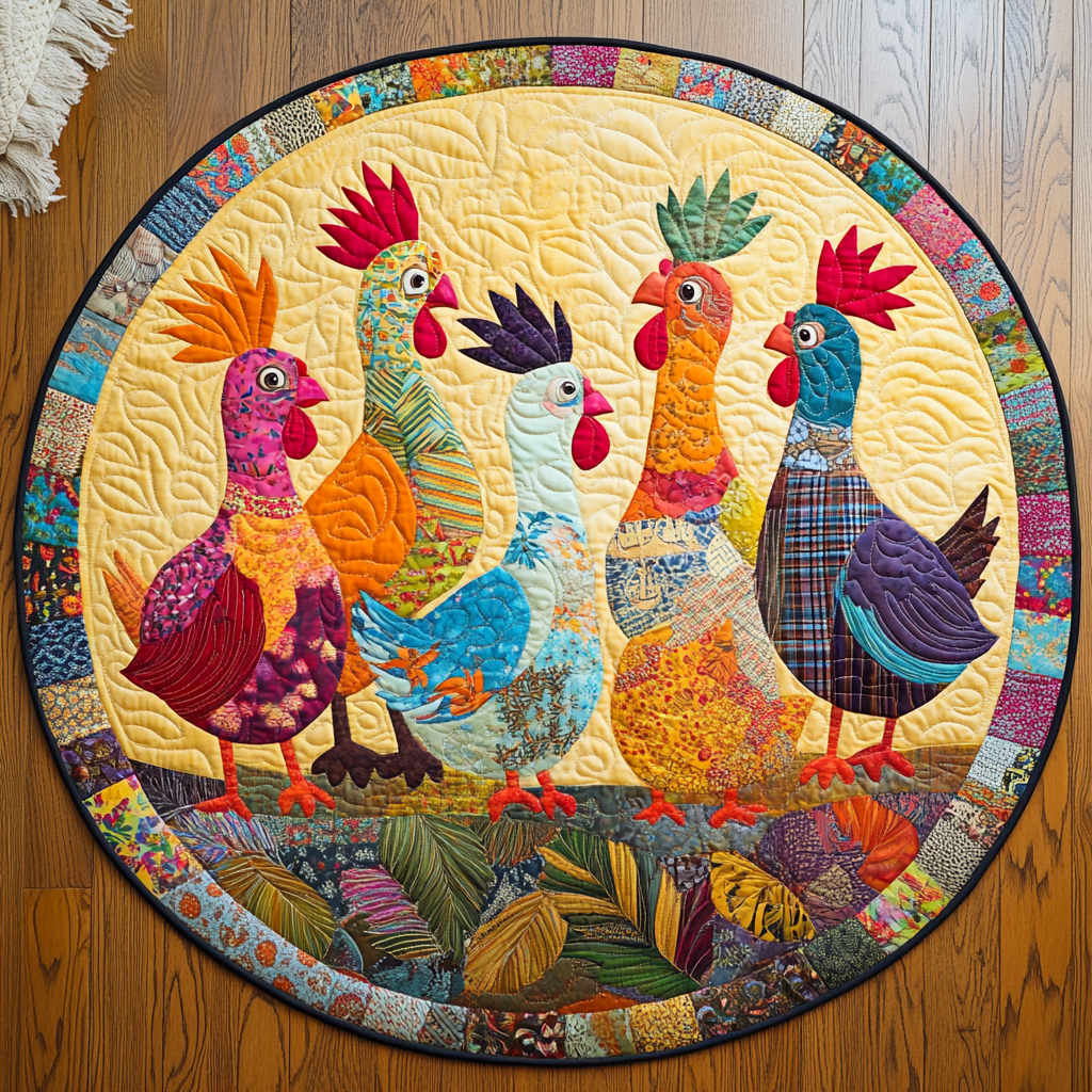 Cluckin Cozy Quilted Round Mat Small Round Mat Gift Ideas For Chicken Owners