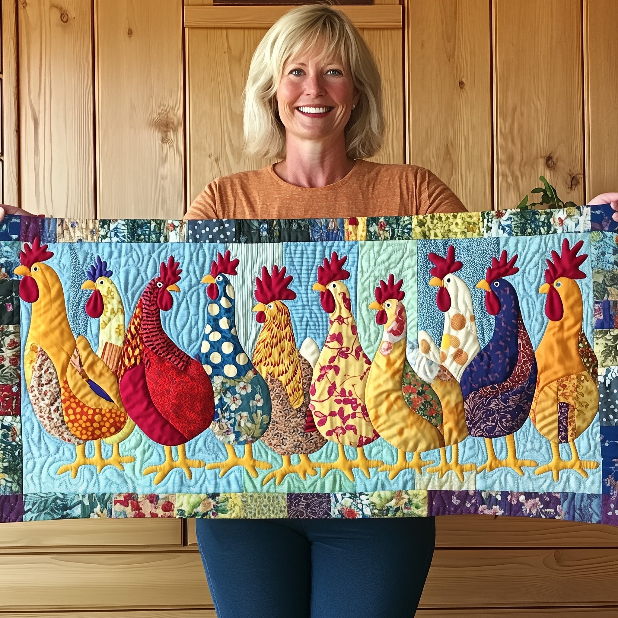 Clucky Charm Quilted Table Runner Dining Table Runner Christmas Presents For Chicken Lovers