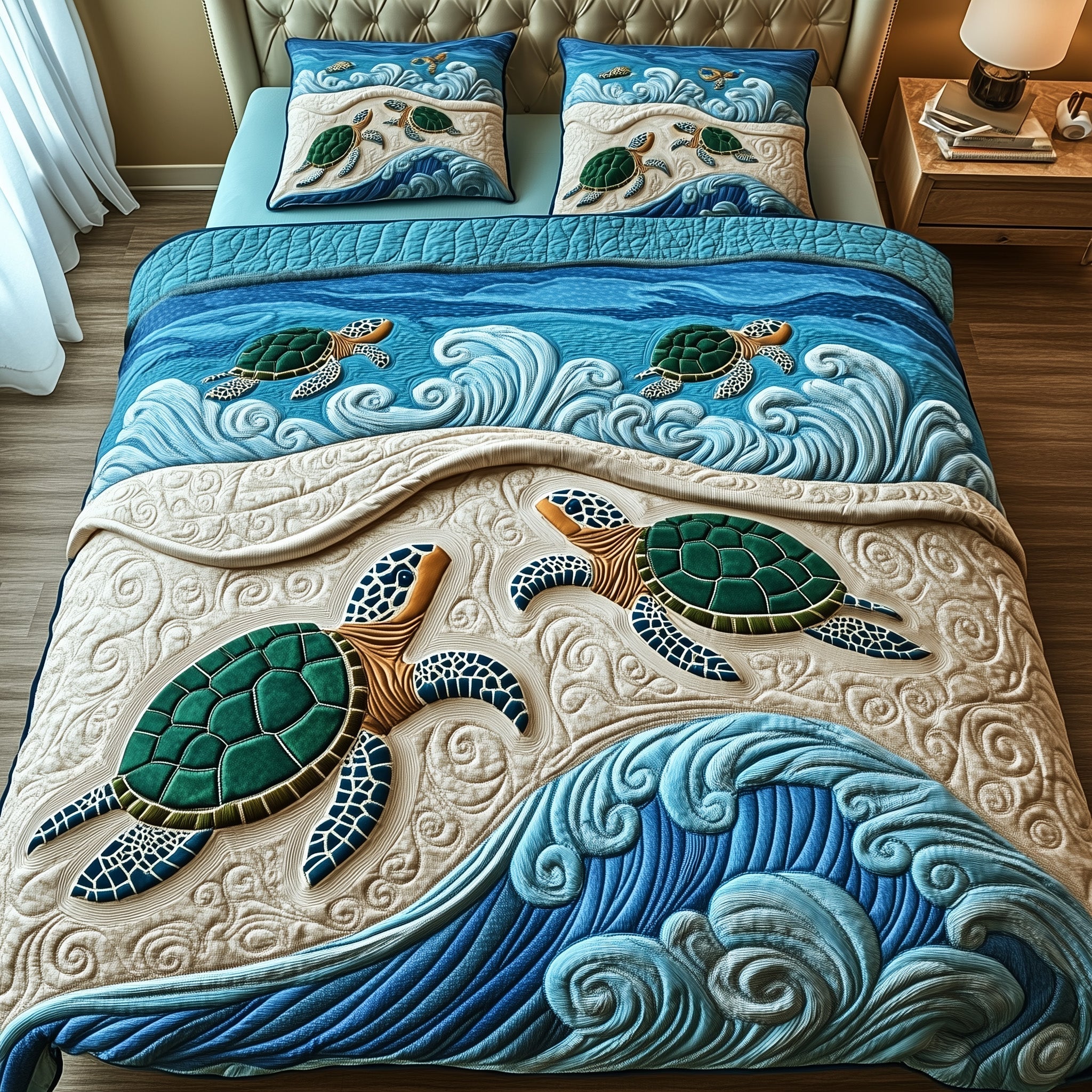 Coastal Breeze Turtle Quilted Bedding Set Bedroom Ideas Sea Turtle Gifts For Mom