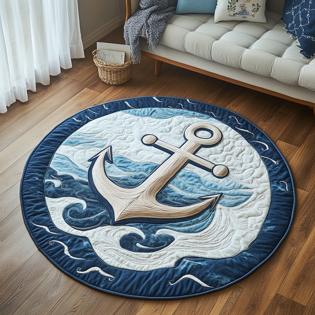 Coastal Charm Quilted Round Mat Large Round Carpet Rugs Father's Day Presents For Dad Ideas 2026