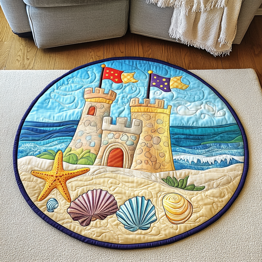 Coastal Charm Quilted Round Mat Round Carpet Mats Great Gifts For Beach Lovers