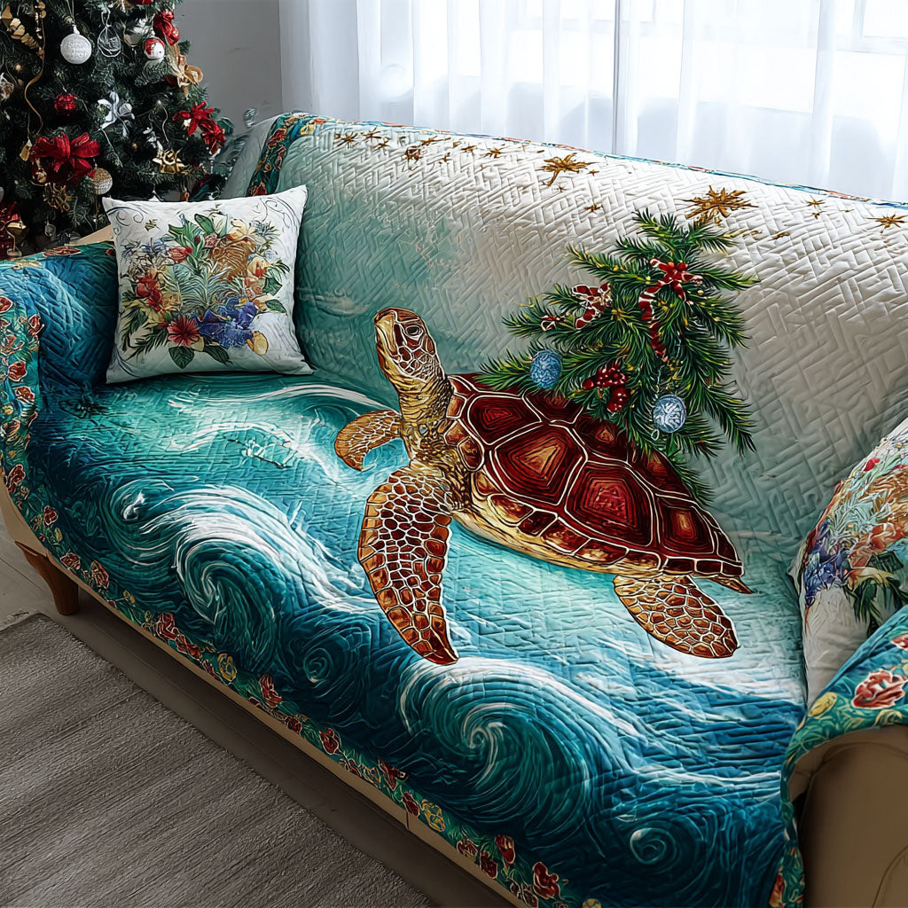Coastal Christmas Turtle Quilted Sofa Cover Christmas Sofa Cover Sea Turtle Gifts For Her