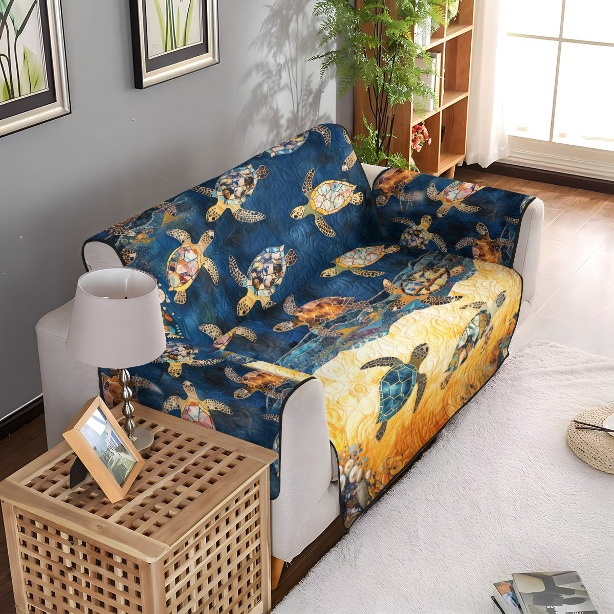 Coastal Dreams Quilted Sofa Cover Sofa Protector Summer Beach Themed Stuff - Image 3