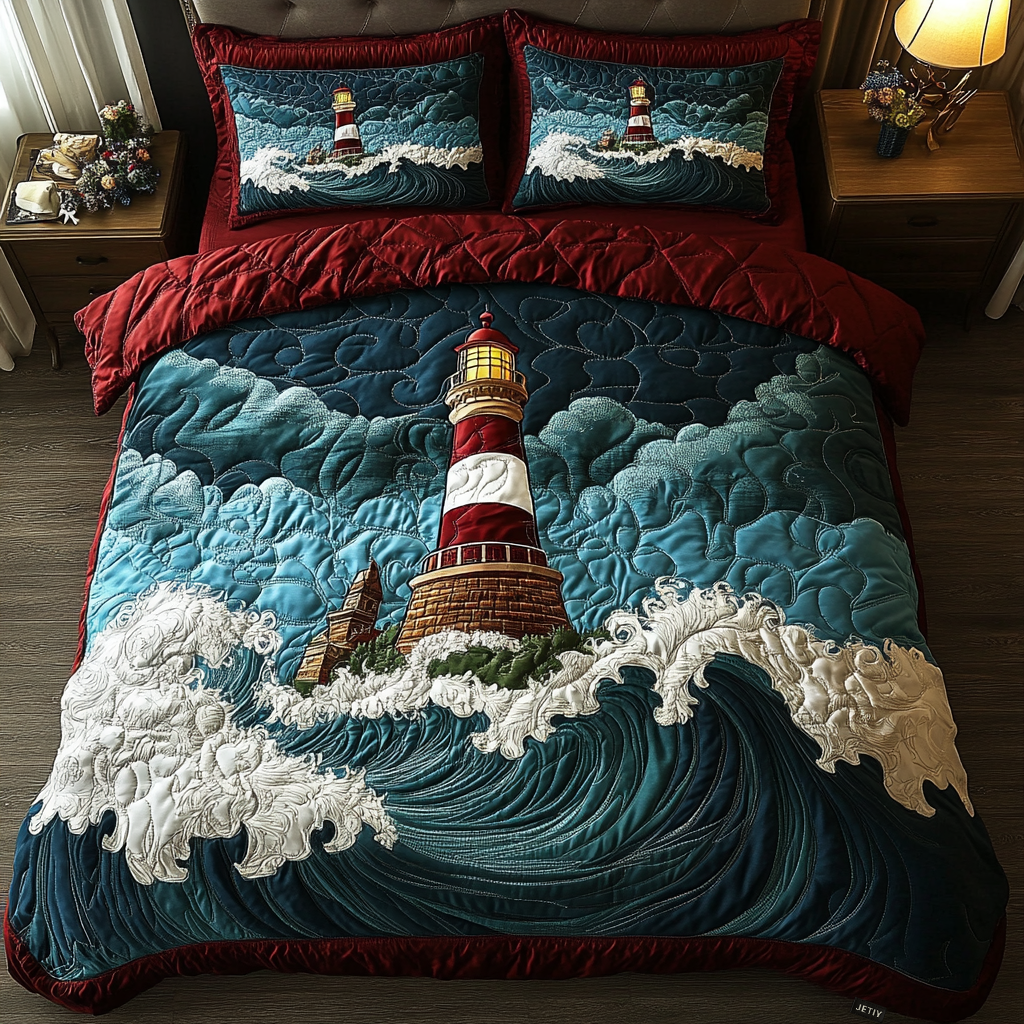 Coastal Glow Quilted Bedding Set Best Sheets Ever Lighthouse Presents