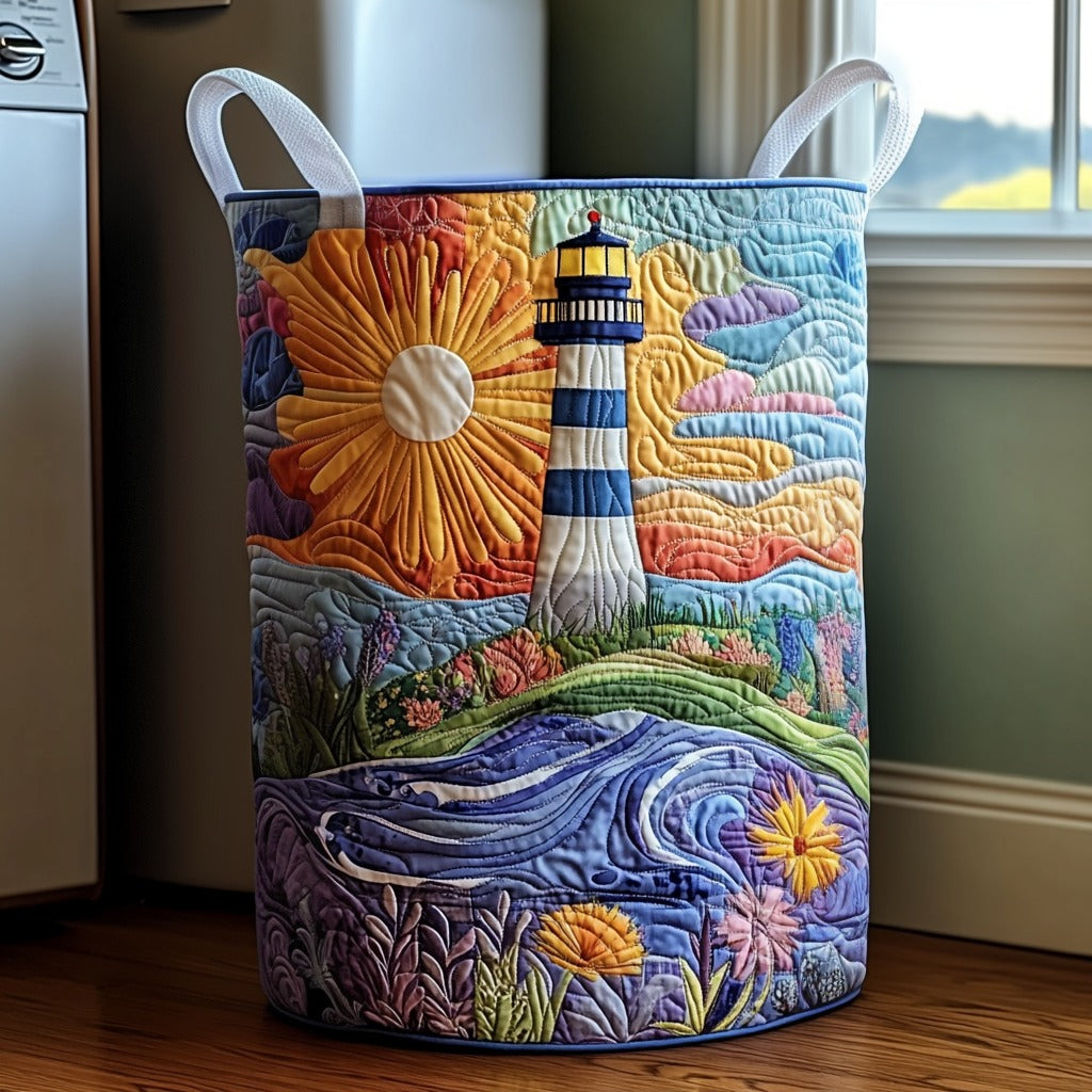 Coastal Light Quilted Laundry Basket Foldable Laundry Basket House Warming Present