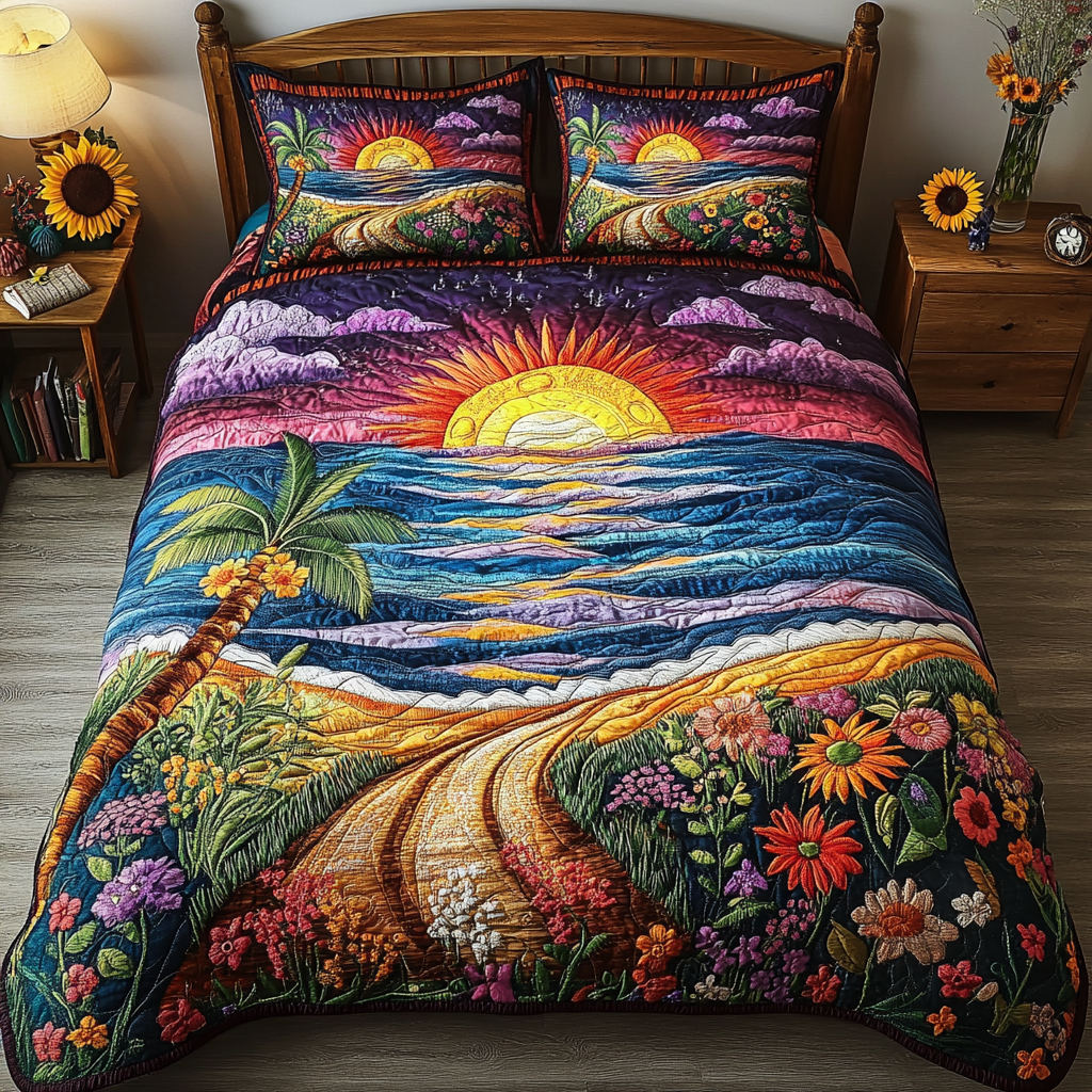 Coastal Serenity Quilted Bedding Set Best King Bedding Sets Ocean Gift For Beach Lover