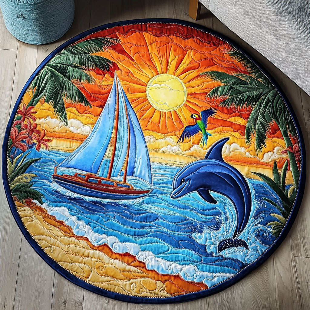Coastal Serenity Quilted Round Mat Living Room Furniture Ideas Mother'S Day Gifts For Beach Lovers