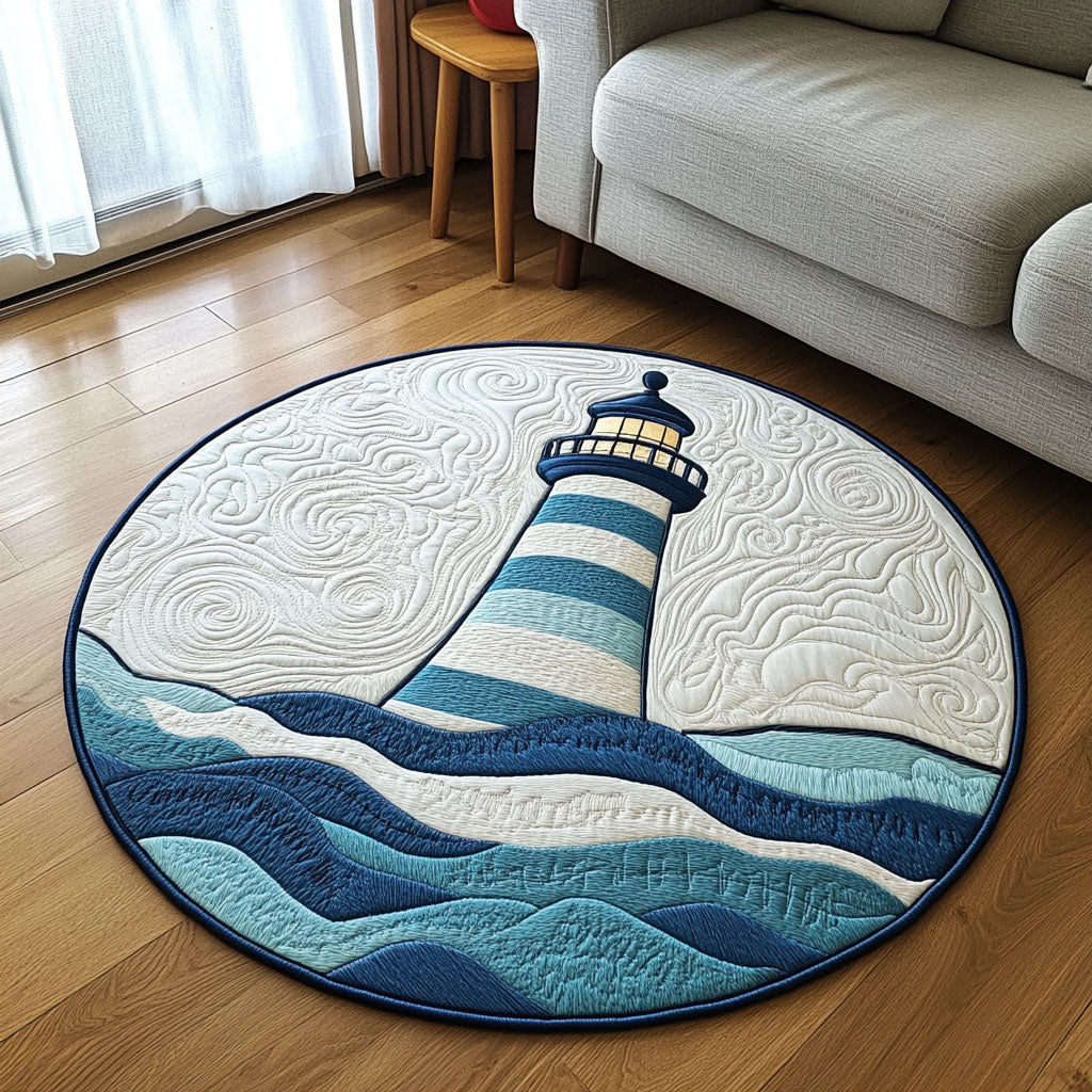 Coastal Serenity Quilted Round Mat Modern Living Room Special Father Daughter Gifts