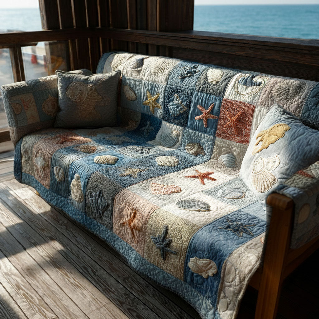 Coastal Treasure Quilted Sofa Cover Best Couch Covers Gifts For An Ocean Lover