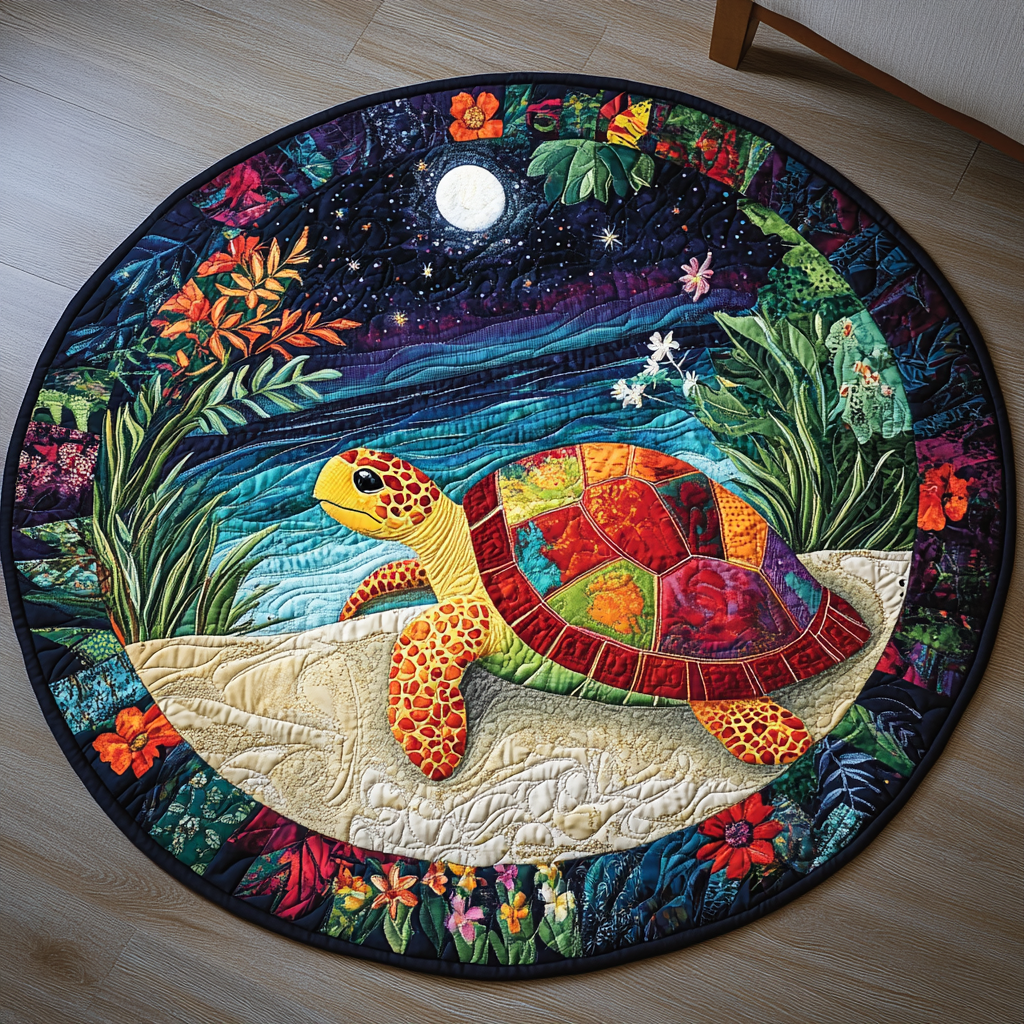 Coastal Turtle Drift Quilted Round Mat Living Rooms Ideas Unique Sea Turtle Gifts