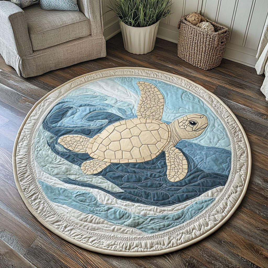 Coastal Wanderer Quilted Round Mat Lounge Room Decor Ideas Turtle Themed Gifts For Adults