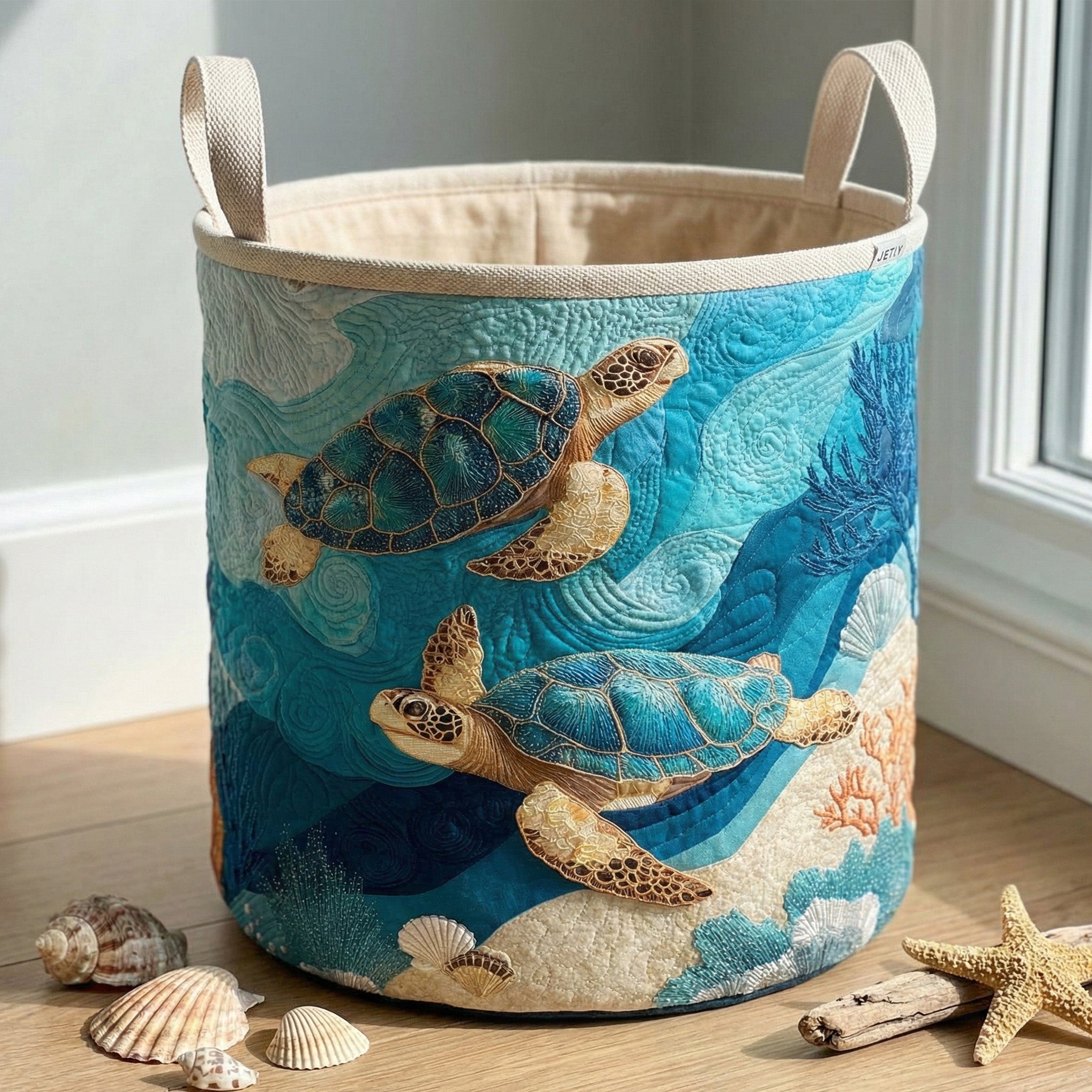 Coastal Wave Harmony Quilted Laundry Basket Dirty Clothes Basket Mother's Day Delivery
