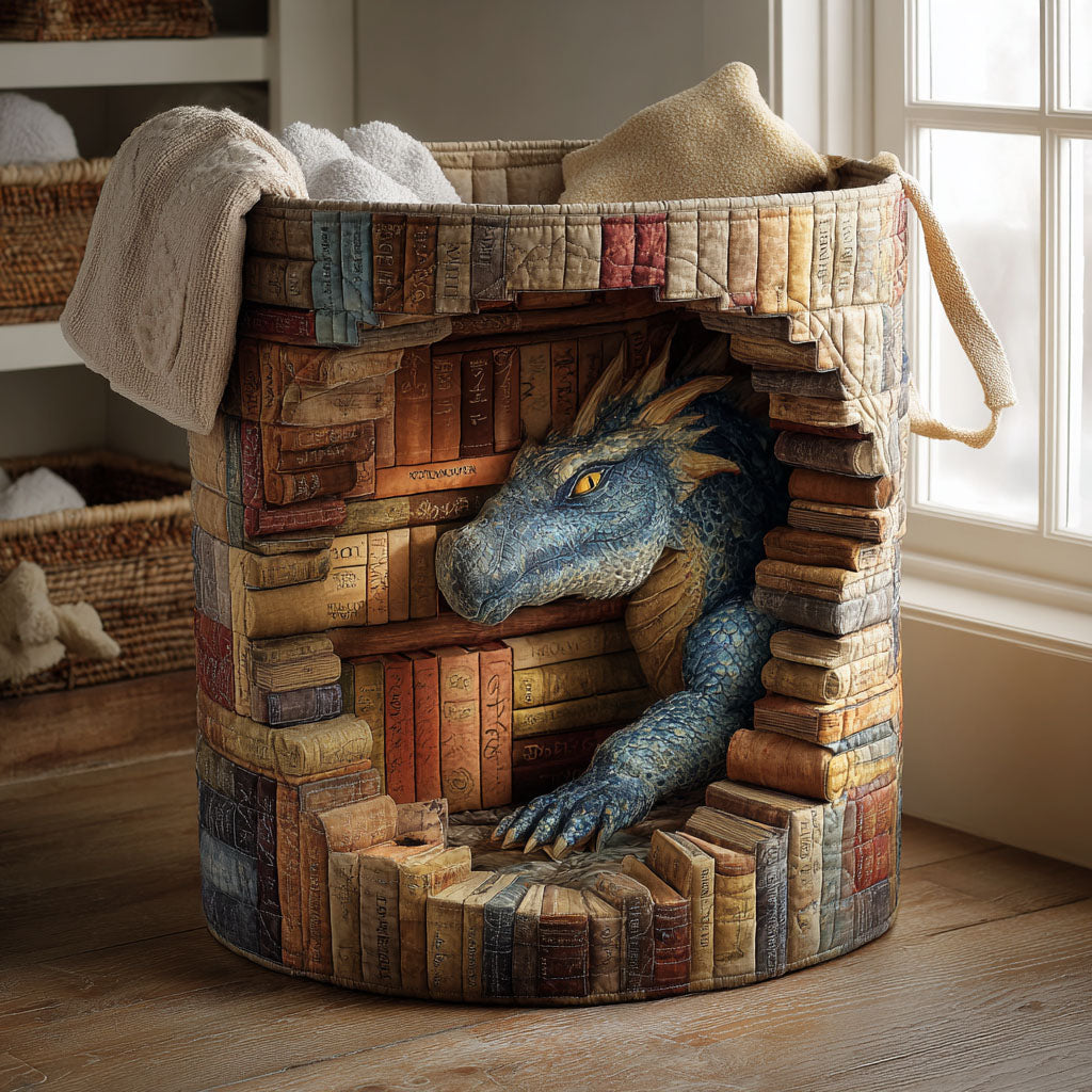 Cobalt Keeper Quilted Laundry Basket Home Decor Shop Dragon Related Gifts
