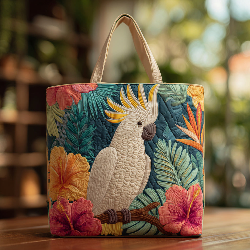 Cockatoo Tropical Foliage Quilted Tote Bag Great Tote Bags Great First Mothers Day Gifts