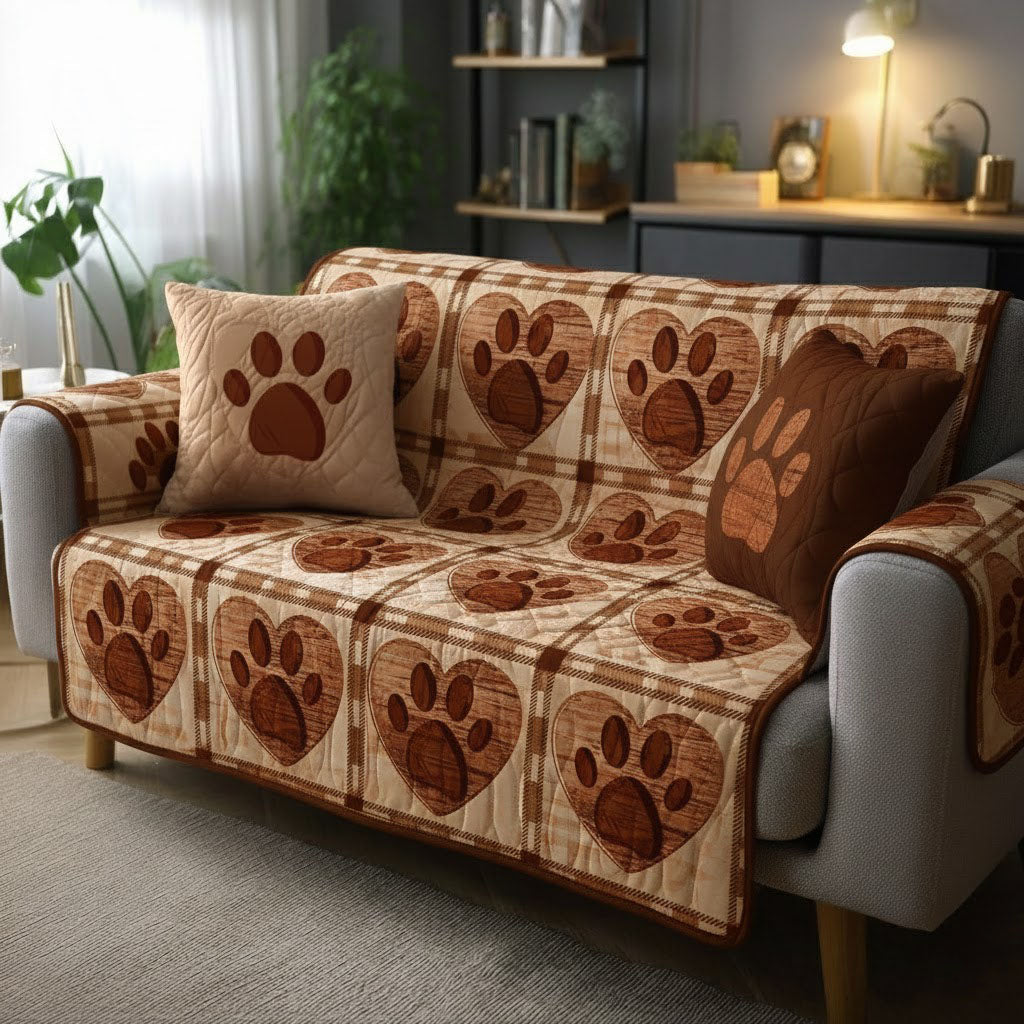 Cocoa Paw Patch Quilted Sofa Cover Sectional Couch Covers Valentines Ideas For Gifts