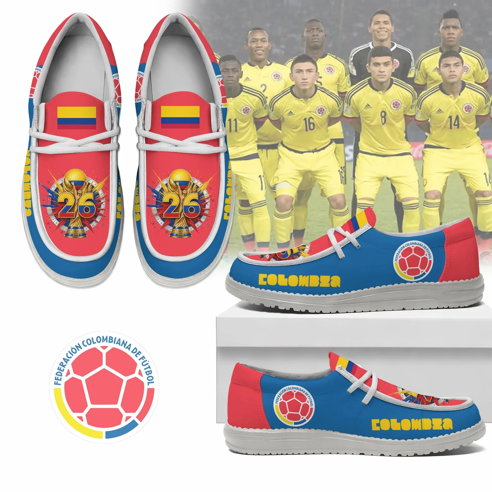 Colombia 2026 FIFA World Cup Sneakers Colombia World Cup 2026 Merch Unique Gift Idea