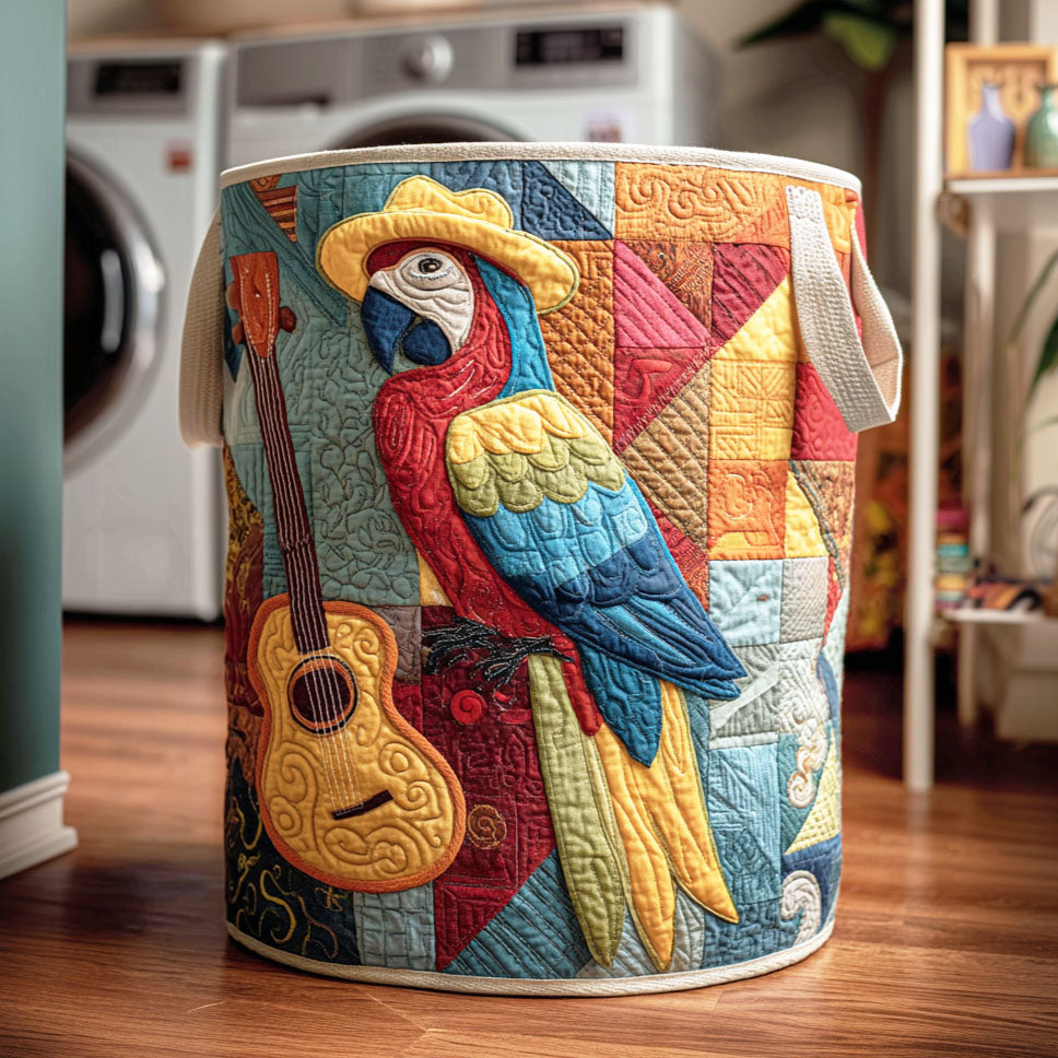 Color Flight Quilted Laundry Basket Foldable Laundry Hamper Gift For Parrot Lover