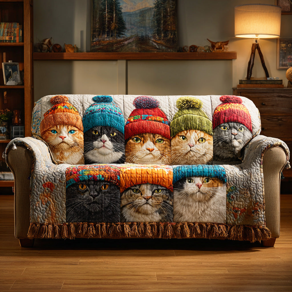 Color Splash Meow Quilted Sofa Cover Best Sofa Slipcovers Cat Gifts For Him Her
