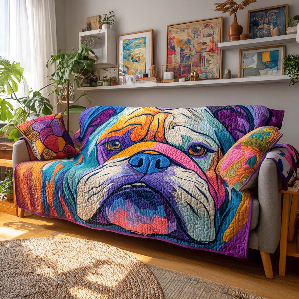 Colorburst Buddy Quilted Sofa Cover Winter Living Room Decor Great Dog Christmas Gifts