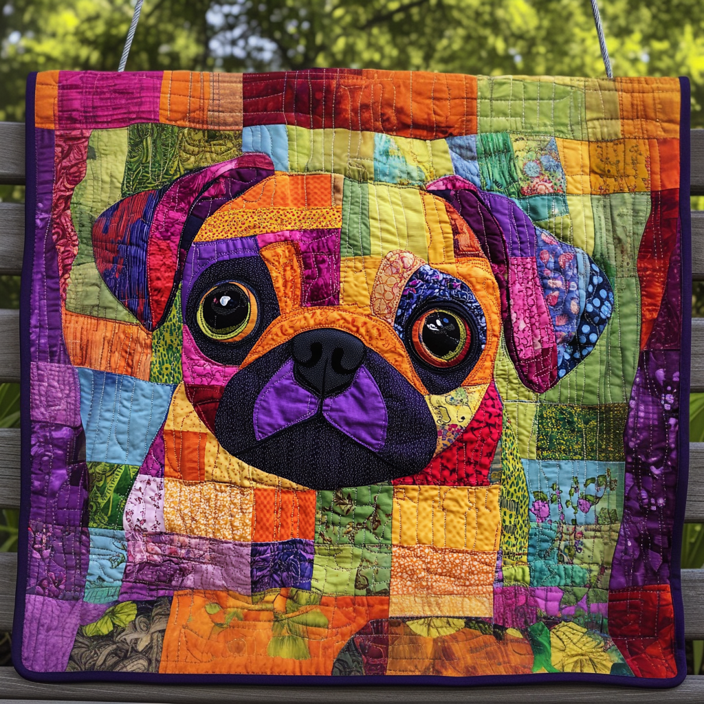 Colorburst Pug Quilted Blanket Comforter Sets Queen Best Gifts For Pug Lovers