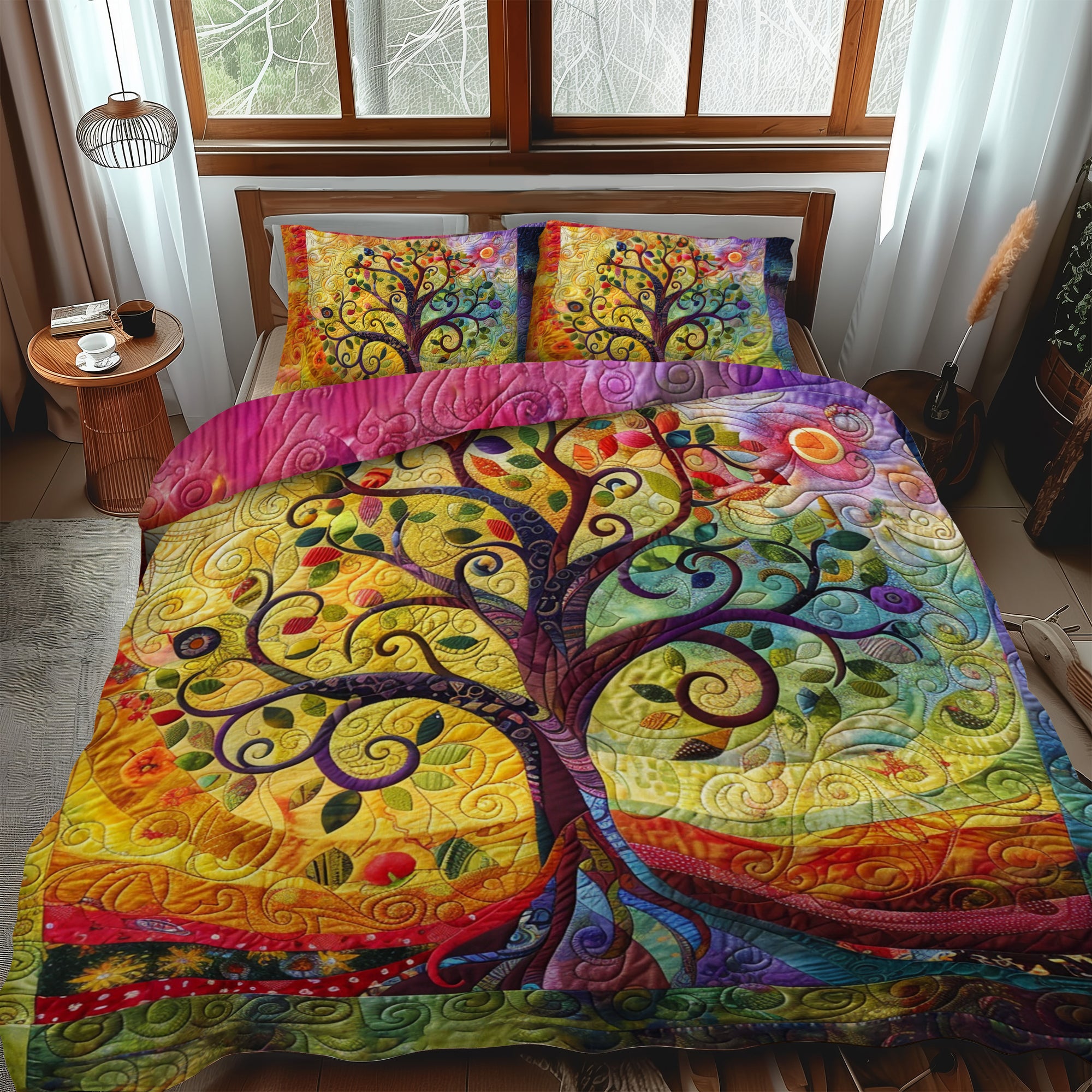 Colorburst Tree of Life Quilted Bedding Set Best Bedding Sets Tree Of Life Gifts For Him