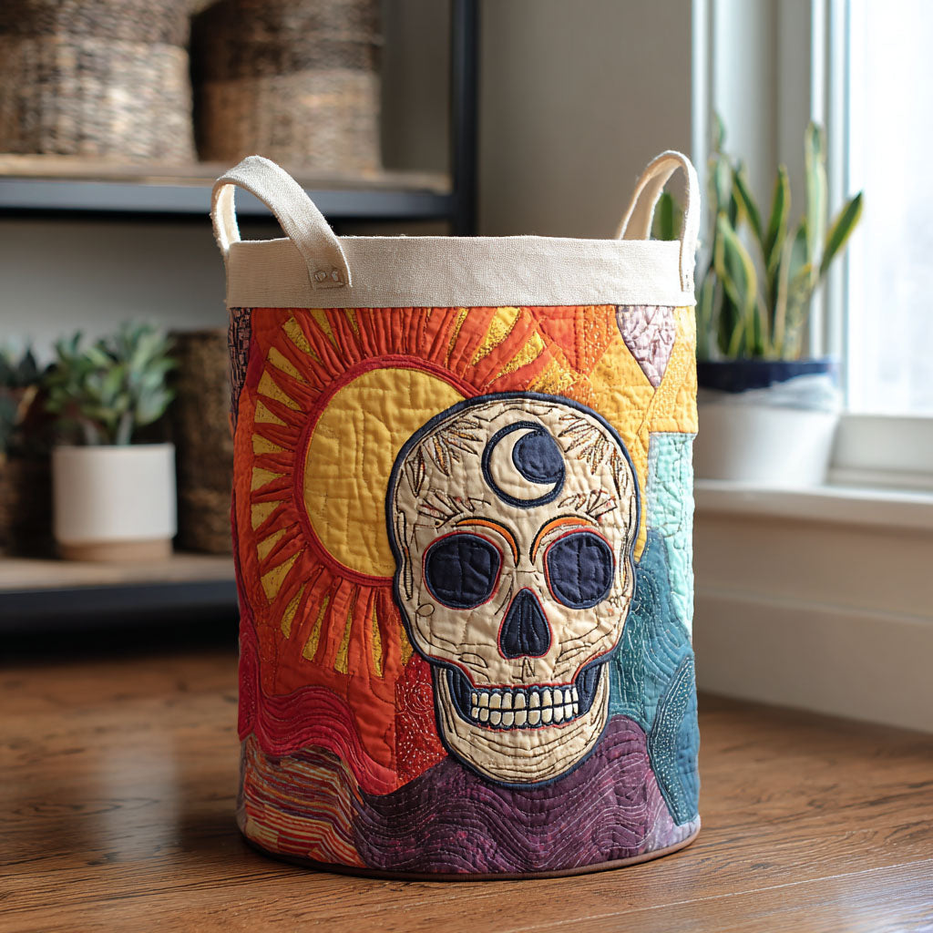Colorful Afterlife Quilted Laundry Basket Modern Clothes Hamper Day Of The Dead Ideas