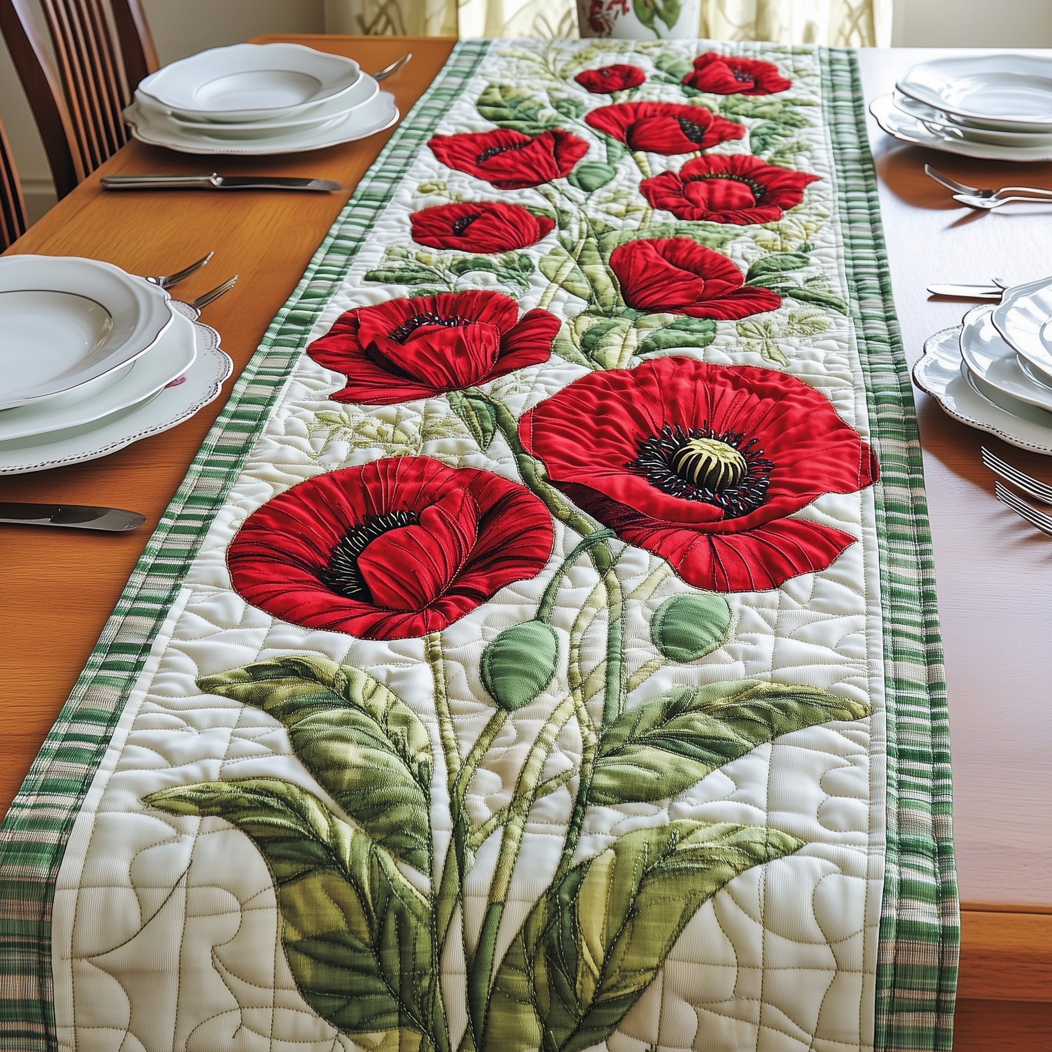Colorful Blossoms Quilted Table Runner Dining Room Table Decor Ideas Mum Present