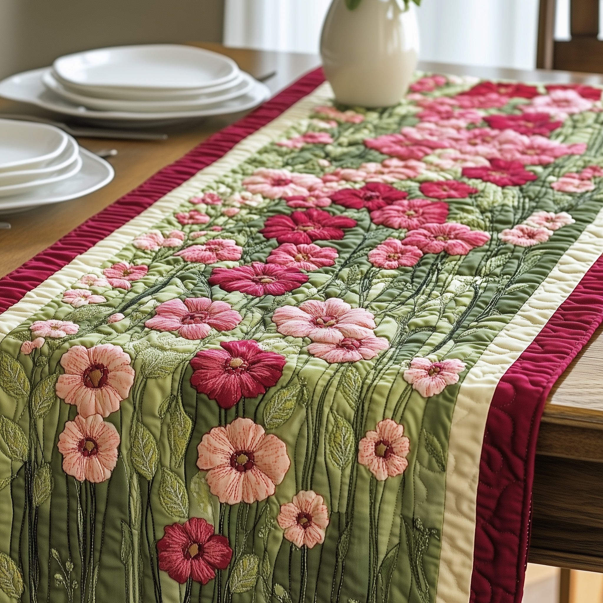 Colorful Blossoms Quilted Table Runner Kitchen Table Decor Ideas Best Last Minute Mother's Day Gifts