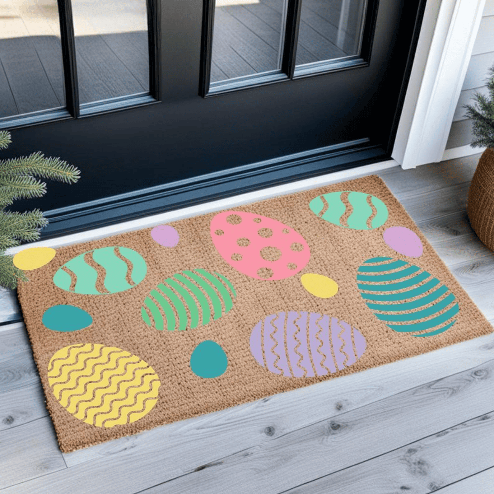 Colorful Easter Egg Doormat Pastel Bright Holiday Welcome Mat Easter Gifts Ideas