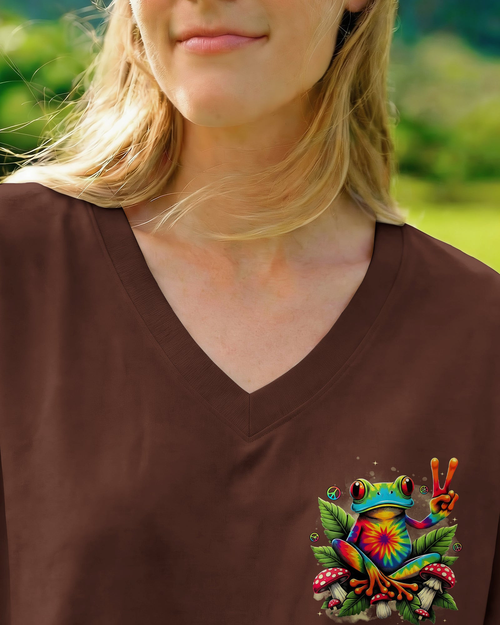 Colorful Frog Be You The World Will Adjust V-Neck Shirt Vibrant Inspirational Quote Gift Ideas