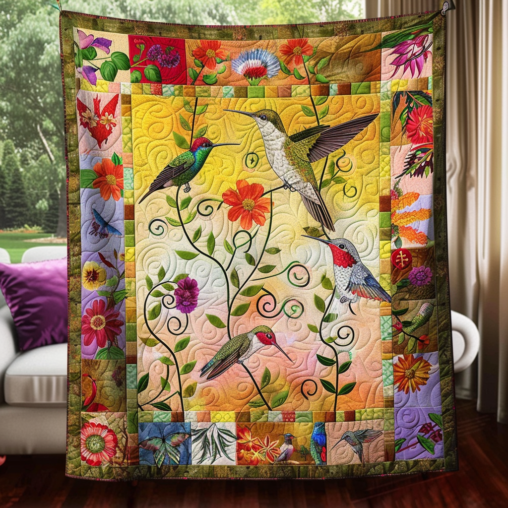 Colorful Hummingbird Quilted Blanket Bedding Ideas Hummingbird Gifts For Mom