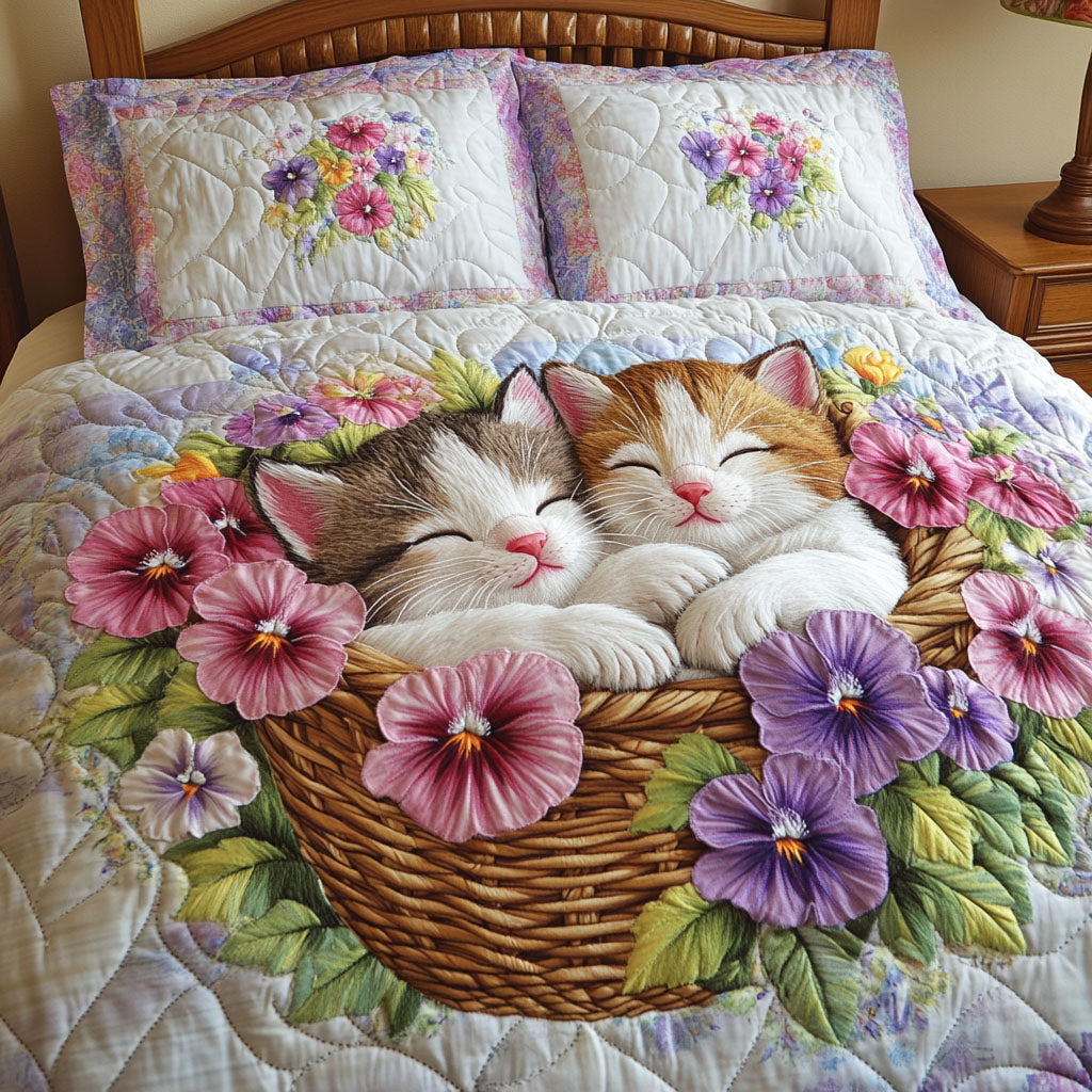 Colorful Kittens Quilted Bedding Set Unique Sheet Sets Unusual Cat Gifts