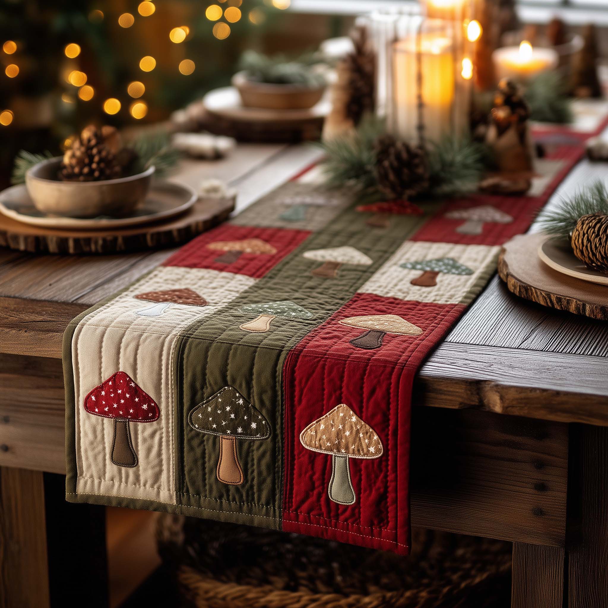 Colorful Mushroom Quilted Table Runner Elegant Christmas Table Runners Best Family Presents For Christmas