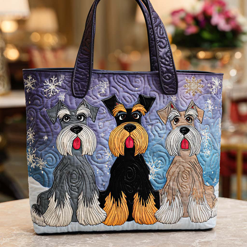 Colorful Schnauzer Friends Quilted Tote Bag Best Bags For Women Christmas Gift Ideas For Him
