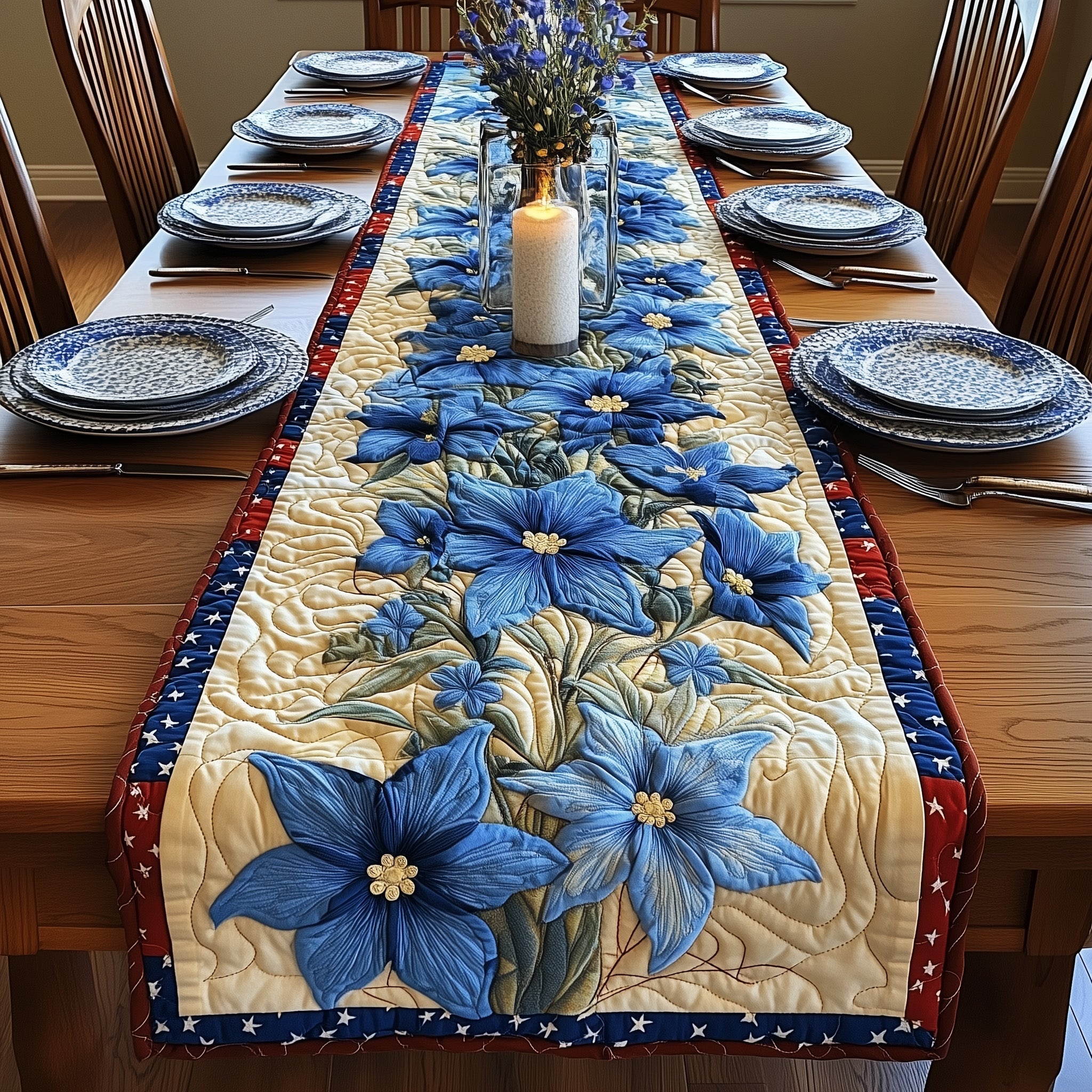 Columbine Charm Quilted Table Runner Dining Room Table Decor Mom And Daughter Gift
