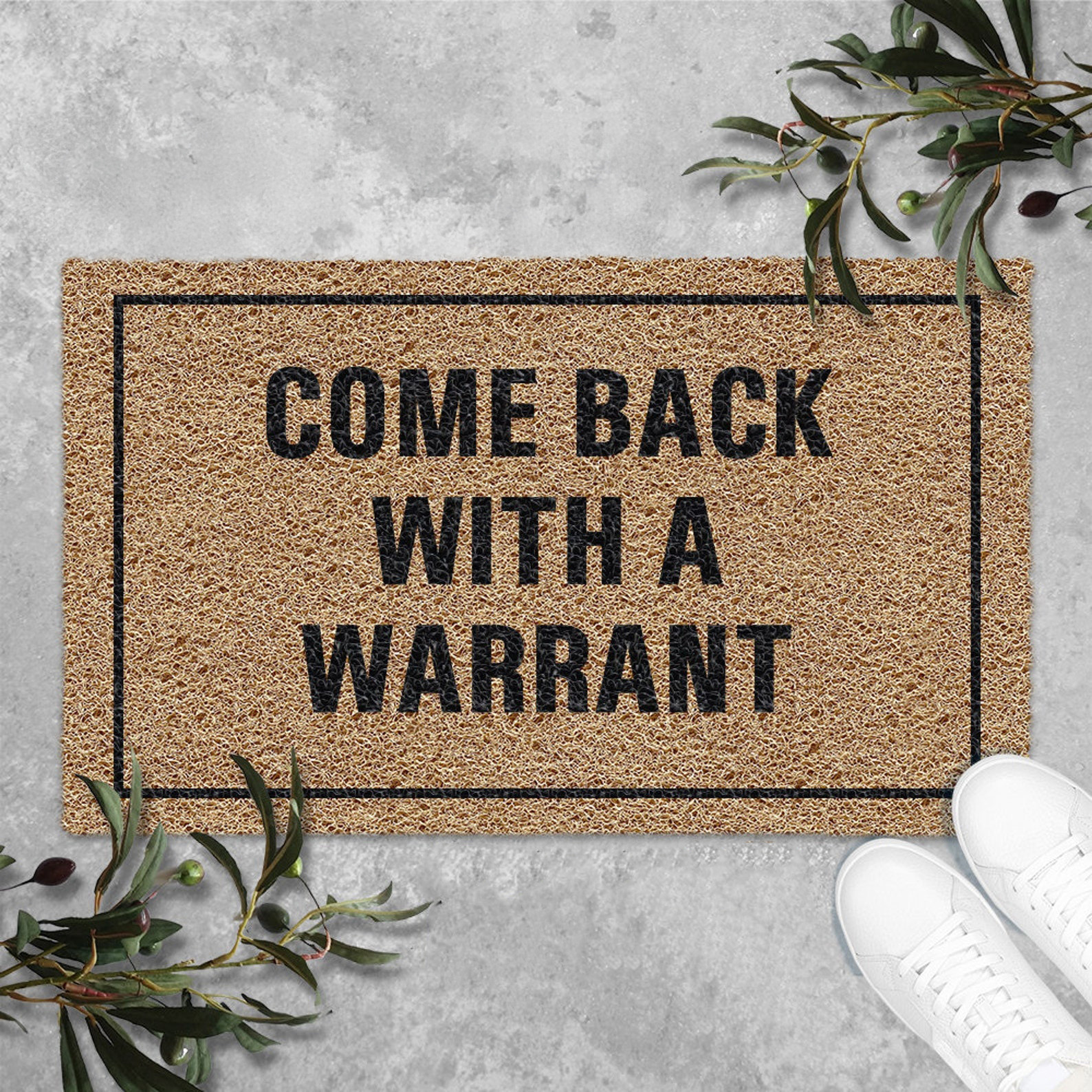 Come Back With A Warrant Doormat Funny Welcome Mat Humor Gift For Homeowners