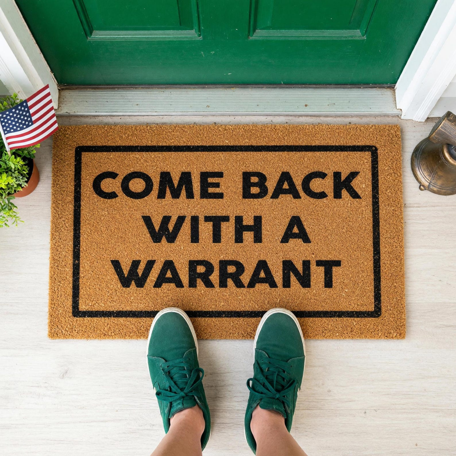Come Back With A Warrant Funny Doormat Humorous Welcome Mat Housewarming Gifts Ideas